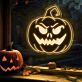 Halloween Kürbis mit grimmigem Gesicht LED-Neonschild für Wohnzimmer