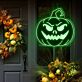 Halloween Kürbis mit grimmigem Gesicht LED-Neonschild für Wohnzimmer