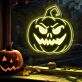 Halloween Kürbis mit grimmigem Gesicht LED-Neonschild für Wohnzimmer
