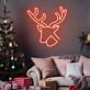 Rentierkopf mit Geweih LED-Neonschild Wohnzimmer Weihnachten