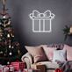 Geschenkbox mit Schleife LED-Neonschild für Weihnachten Wohnzimmer