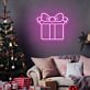 Geschenkbox mit Schleife LED-Neonschild für Weihnachten Wohnzimmer