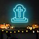 Grabstein mit Kreuz LED-Neonschild für Halloween Party