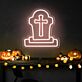 Grabstein mit Kreuz LED-Neonschild für Halloween Party