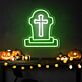 Grabstein mit Kreuz LED-Neonschild für Halloween Party