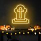 Grabstein mit Kreuz LED-Neonschild für Halloween Party