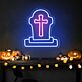 Grabstein mit Kreuz LED-Neonschild für Halloween Party