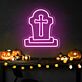 Grabstein mit Kreuz LED-Neonschild für Halloween Party