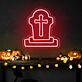 Grabstein mit Kreuz LED-Neonschild für Halloween Party