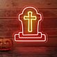 Grabstein mit Kreuz LED-Neonschild für Halloween Party