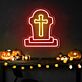 Grabstein mit Kreuz LED-Neonschild für Halloween Party