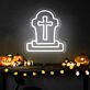 Grabstein mit Kreuz LED-Neonschild für Halloween Party