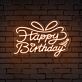 Brighten Your Birthday Bash or Celebratory Space with the Happy Birthday Words Ribbon Tie Neon Sign for Home, Office, or Bar Decor.