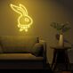 Hasenkopf mit Schleife LED-Neonschild Wohnzimmer Schlafzimmer