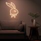 Hasenkopf mit Schleife LED-Neonschild Wohnzimmer Schlafzimmer
