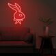 Hasenkopf mit Schleife LED-Neonschild Wohnzimmer Schlafzimmer