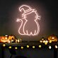 Katze mit Hexenhut LED-Neonschild für Halloween Wohnzimmer