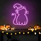 Katze mit Hexenhut LED-Neonschild für Halloween Wohnzimmer