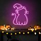Katze mit Hexenhut LED-Neonschild für Halloween Wohnzimmer