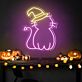 Katze mit Hexenhut LED-Neonschild für Halloween Wohnzimmer