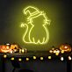 Katze mit Hexenhut LED-Neonschild für Halloween Wohnzimmer