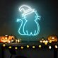 Katze mit Hexenhut LED-Neonschild für Halloween Wohnzimmer