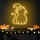 Katze mit Hexenhut LED-Neonschild für Halloween Wohnzimmer