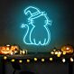 Katze mit Hexenhut LED-Neonschild für Halloween Wohnzimmer