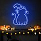 Katze mit Hexenhut LED-Neonschild für Halloween Wohnzimmer