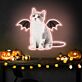 Katze mit Fledermausflügeln LED-Neonschild für Wohnzimmer Halloween