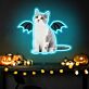 Katze mit Fledermausflügeln LED-Neonschild für Wohnzimmer Halloween