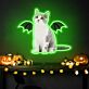 Katze mit Fledermausflügeln LED-Neonschild für Wohnzimmer Halloween