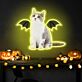 Katze mit Fledermausflügeln LED-Neonschild für Wohnzimmer Halloween