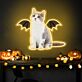 Katze mit Fledermausflügeln LED-Neonschild für Wohnzimmer Halloween