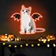 Katze mit Fledermausflügeln LED-Neonschild für Wohnzimmer Halloween