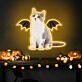 Katze mit Fledermausflügeln LED-Neonschild für Wohnzimmer Halloween