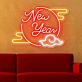Bring the Glow to Your Celebrations and Spaces: New Year Clouded Moon Festive Neon Sign for Bars, Weddings, and Home Ambiance.