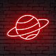 Planet mit Ring LED-Neonschild Wohnzimmer Bar