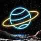 Planet mit Ring LED-Neonschild Wohnzimmer Bar