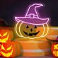 Kürbis mit Hexenhut LED-Neonschild für Halloween Party