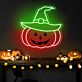 Kürbis mit Hexenhut LED-Neonschild für Halloween Party