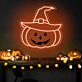 Kürbis mit Hexenhut LED-Neonschild für Halloween Party