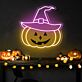 Kürbis mit Hexenhut LED-Neonschild für Halloween Party