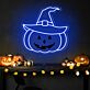 Kürbis mit Hexenhut LED-Neonschild für Halloween Party
