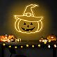 Kürbis mit Hexenhut LED-Neonschild für Halloween Party