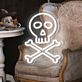 Totenkopf mit gekreuzten Knochen LED-Neonschild für Halloween Party