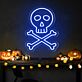 Totenkopf mit gekreuzten Knochen LED-Neonschild für Halloween Party