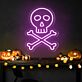 Totenkopf mit gekreuzten Knochen LED-Neonschild für Halloween Party