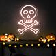 Totenkopf mit gekreuzten Knochen LED-Neonschild für Halloween Party