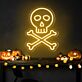 Totenkopf mit gekreuzten Knochen LED-Neonschild für Halloween Party